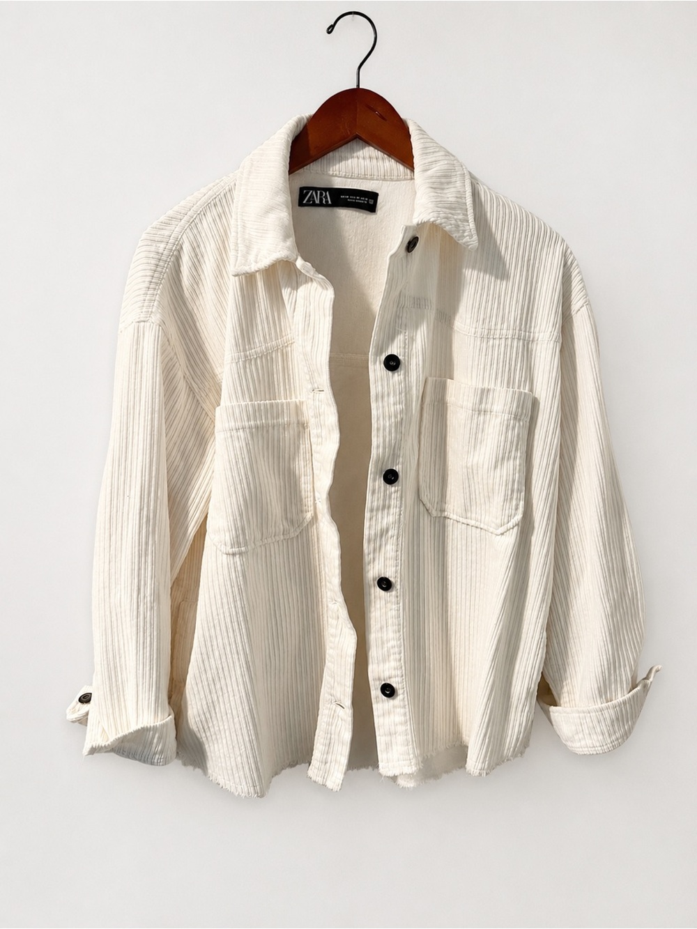 Zara Textured Overshirt Shacket Jacket in Cream/Ivory Women’s Medium